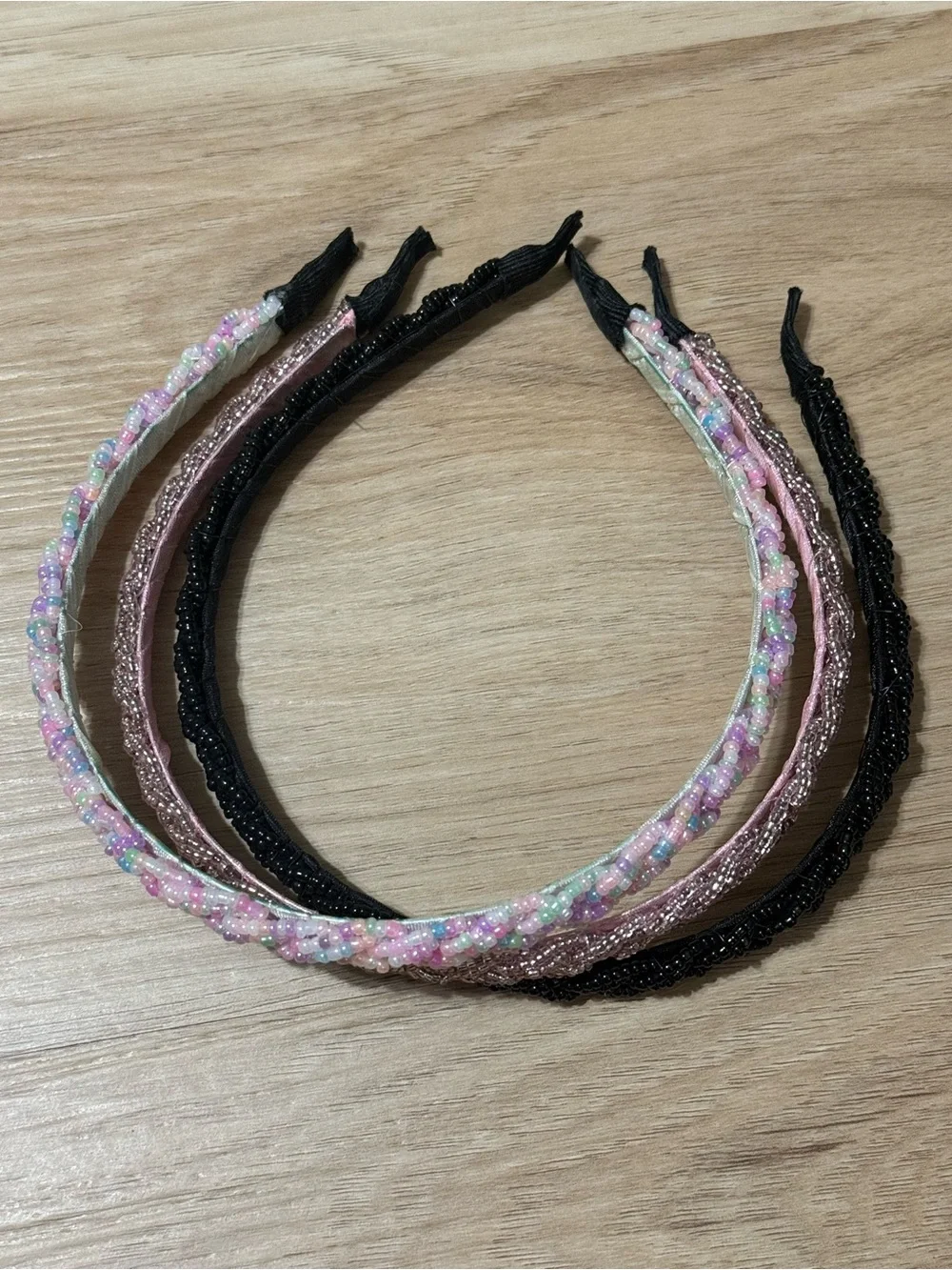 Source Unknown Pink, Black & Pastel Beaded Women's Headbands